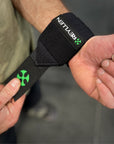 Reyllen No Thumb Loop Wrist Support Lifting Wraps Black logo detail view