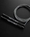 Reyllen Flare Mx Speed Skipping Jump Rope - Aluminium Handles - black with grey pvc cable alternate view