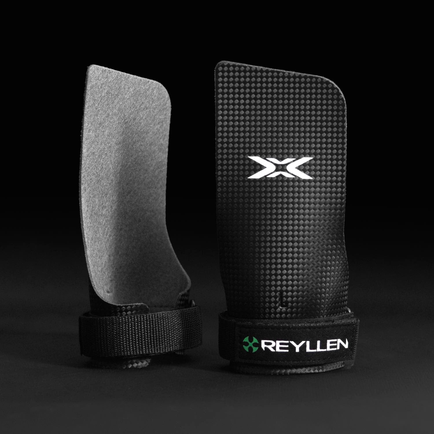 Reyllen Gecko Carbon X2 Fingerless CrossFit Gymnastic Hand Grips - black background