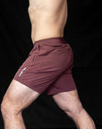 reyllen usa crossfit wod shorts for men chocolate brown worn side