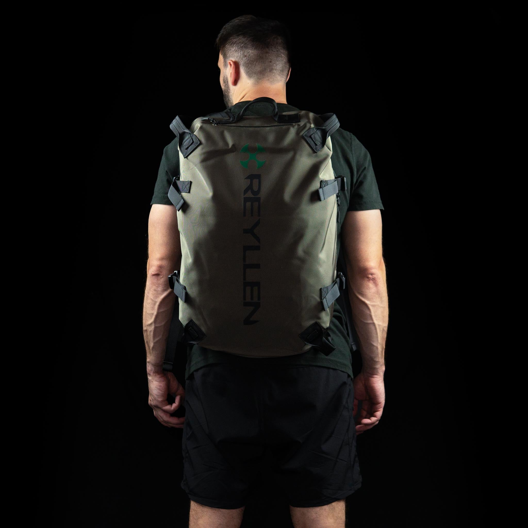 reyllen usa rx3 backpack for crossfit olive green back view
