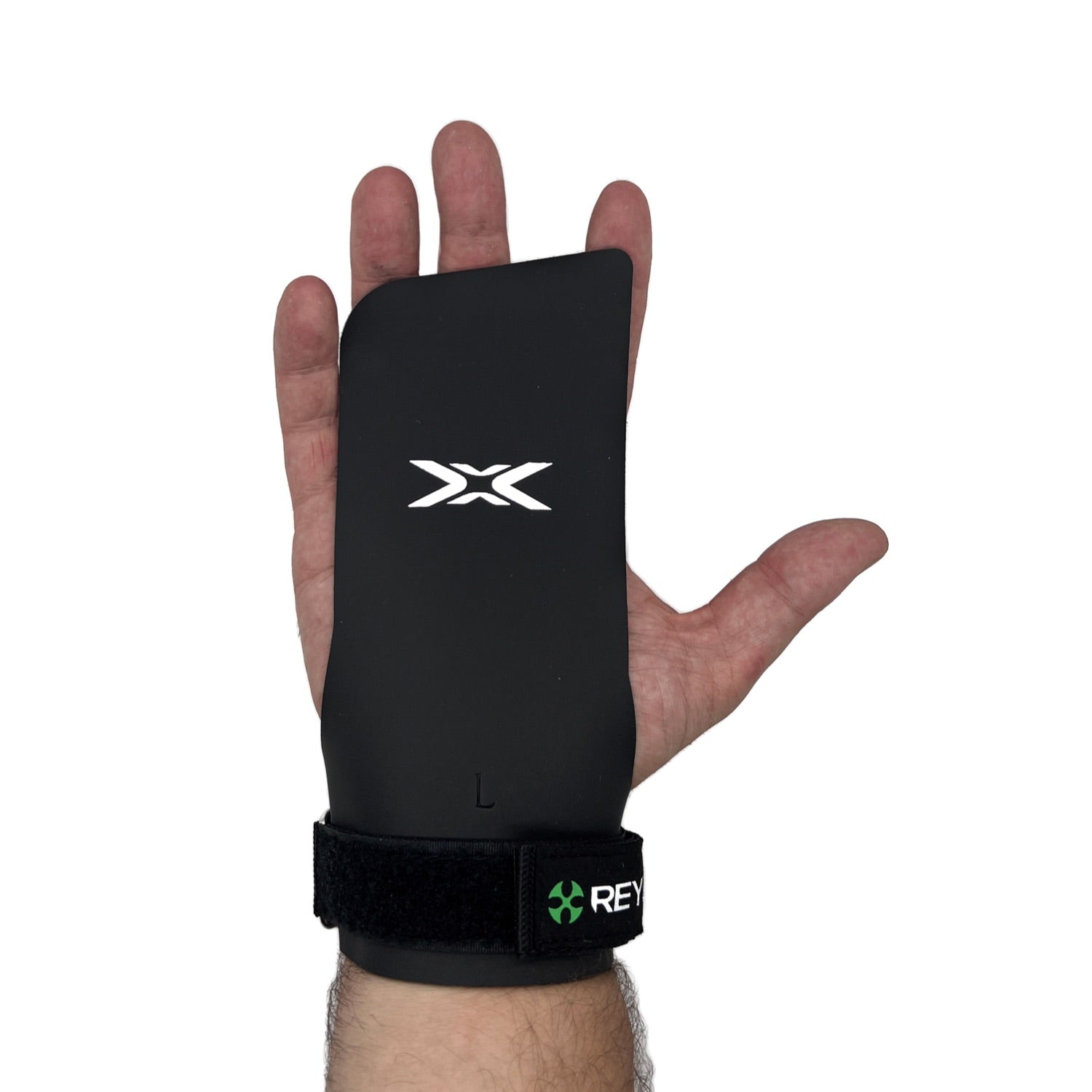 Reyllen Merlin X4 CrossFit Gymnastic Hand Grips - Rubber Fingerless - worn on hand view