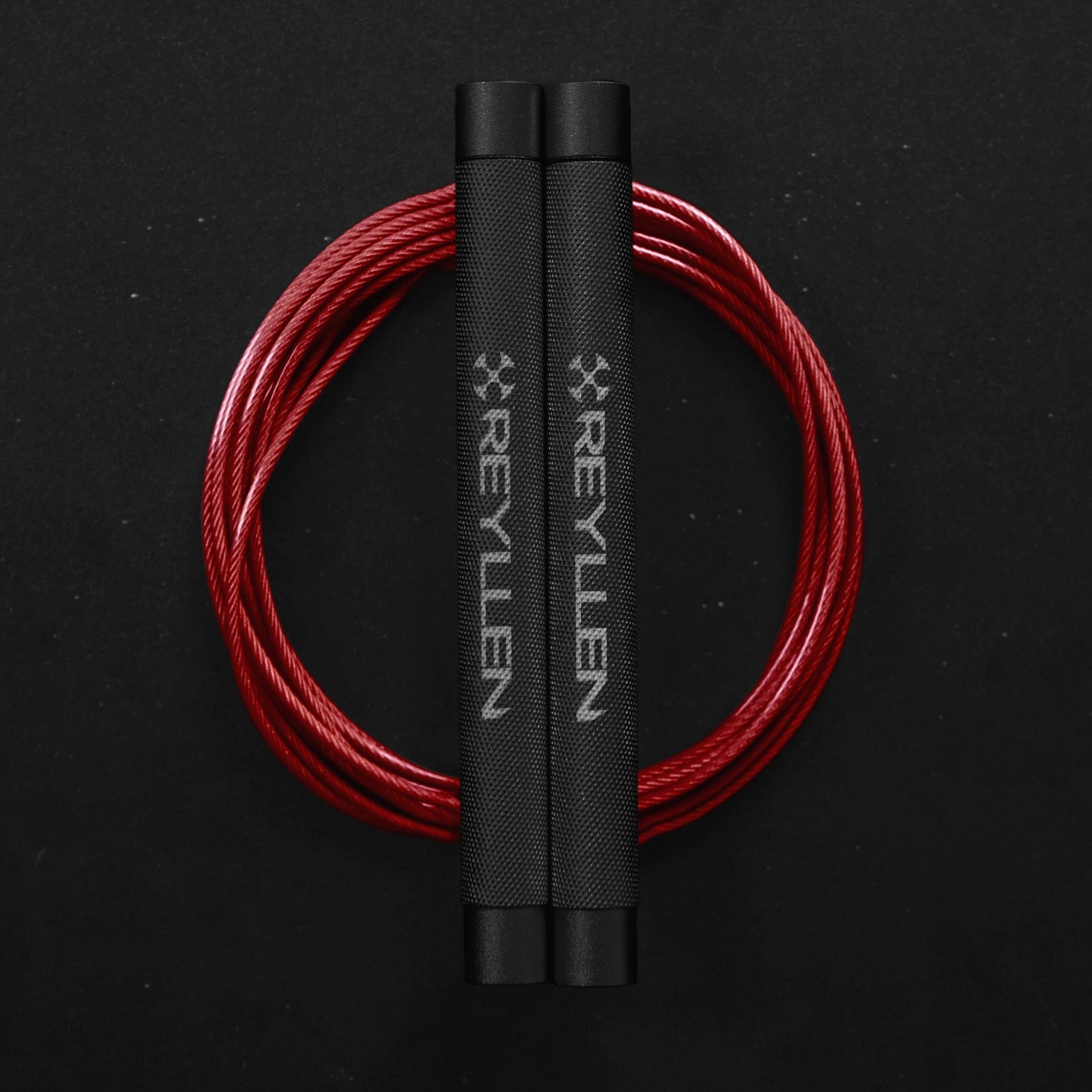 Reyllen Flare Mx Speed Skipping Jump Rope - Aluminium Handles - black with red pvc cable