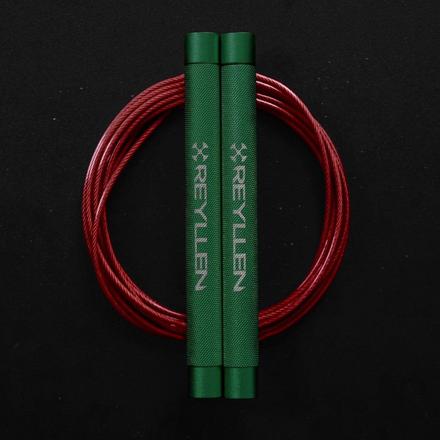 Reyllen Flare Mx Speed Skipping Jump Rope - Aluminium Handles - green with red pvc coated cable