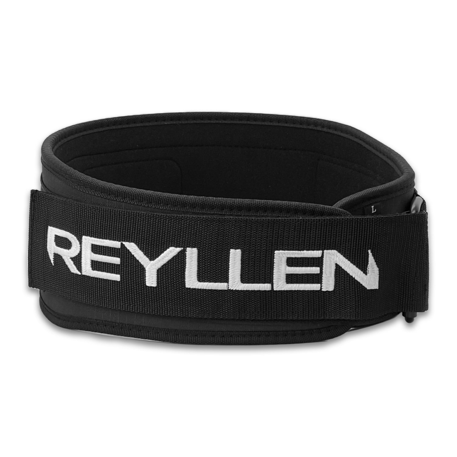 Reyllen X-Prime Weight Lifting Belt EVA Foam Core 5&quot; Taper - Sewn logo on velcro strap view