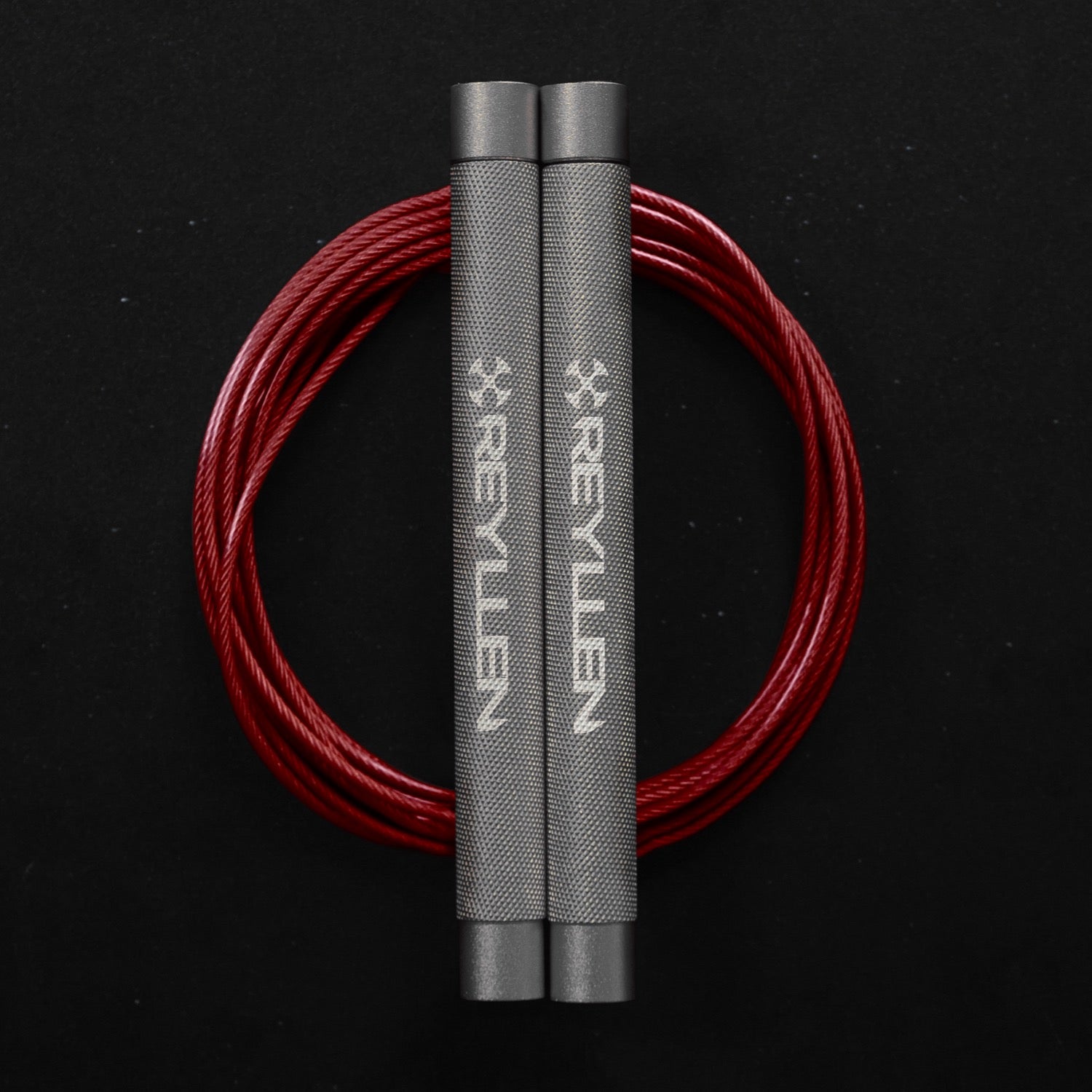 Reyllen Flare Mx Speed Skipping Jump Rope - Aluminium Handles - silver with red pvc cable