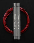 Reyllen Flare Mx Speed Skipping Jump Rope - Aluminium Handles - silver with red pvc cable