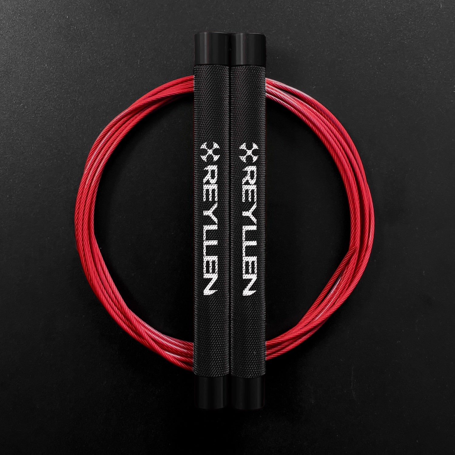 Reyllen Flare Mx Speed Skipping Jump Rope - Aluminium Handles - black with red nylon coated cable