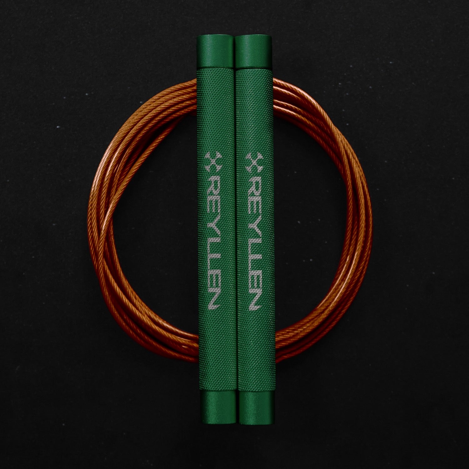Reyllen Flare Mx Speed Skipping Jump Rope - Aluminium Handles - green with orange pvc coated cable
