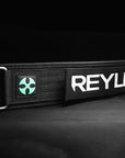 Reyllen GX Nylon 4" Weigh Lifting Belt Black - laid flat on side view 
