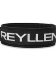 Reyllen GX Nylon 4" Weigh Lifting Belt Black - logo on velcro strap view 