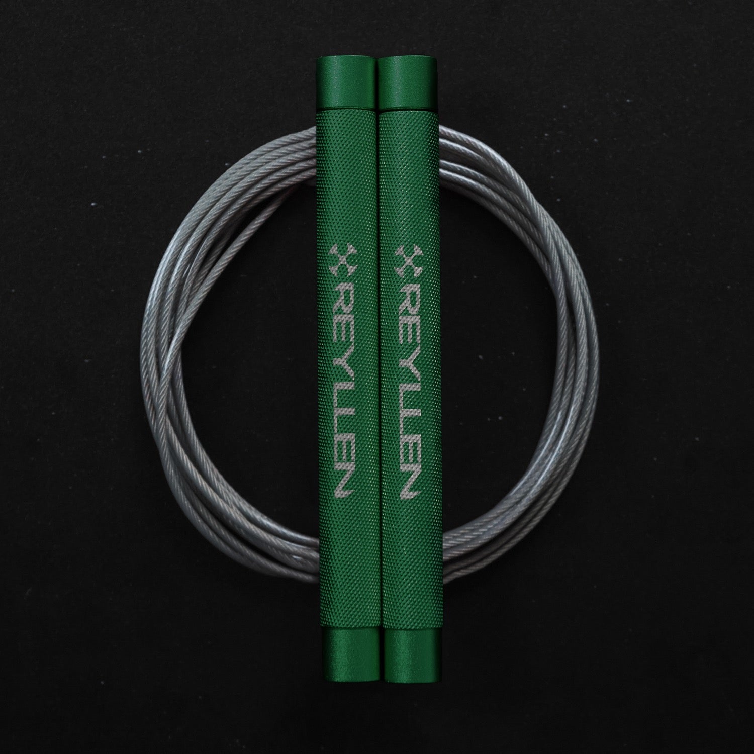 Reyllen Flare Mx Speed Skipping Jump Rope - Aluminium Handles - green with grey pvc coated cable