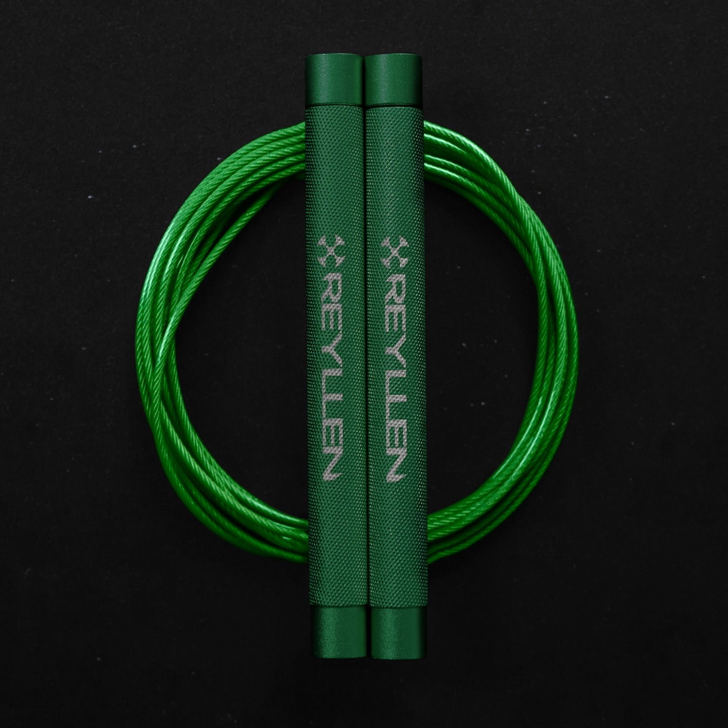Reyllen Flare Mx Speed Skipping Jump Rope - Aluminium Handles - green with green pvc cable