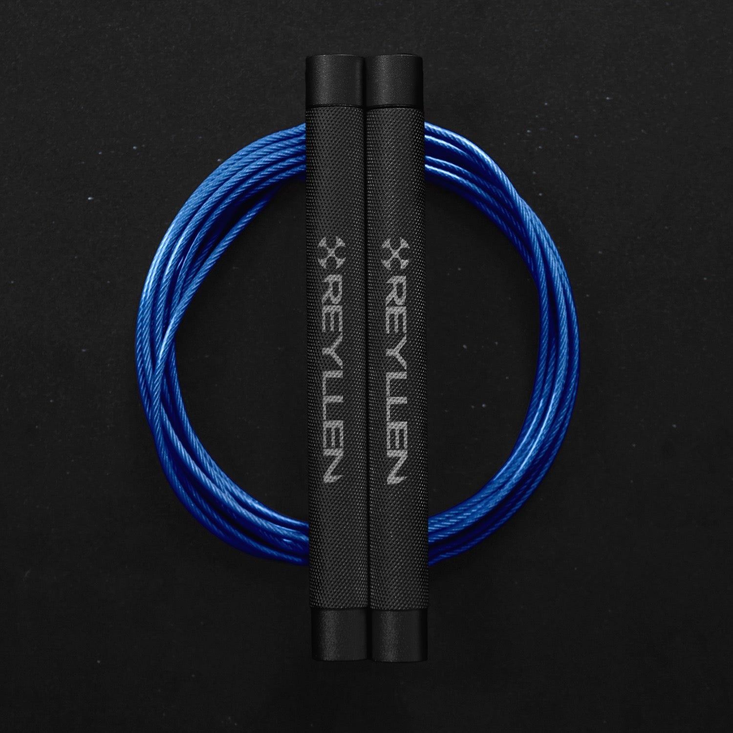 Reyllen Flare Mx Speed Skipping Jump Rope - Aluminium Handles - black with blue pvc cable