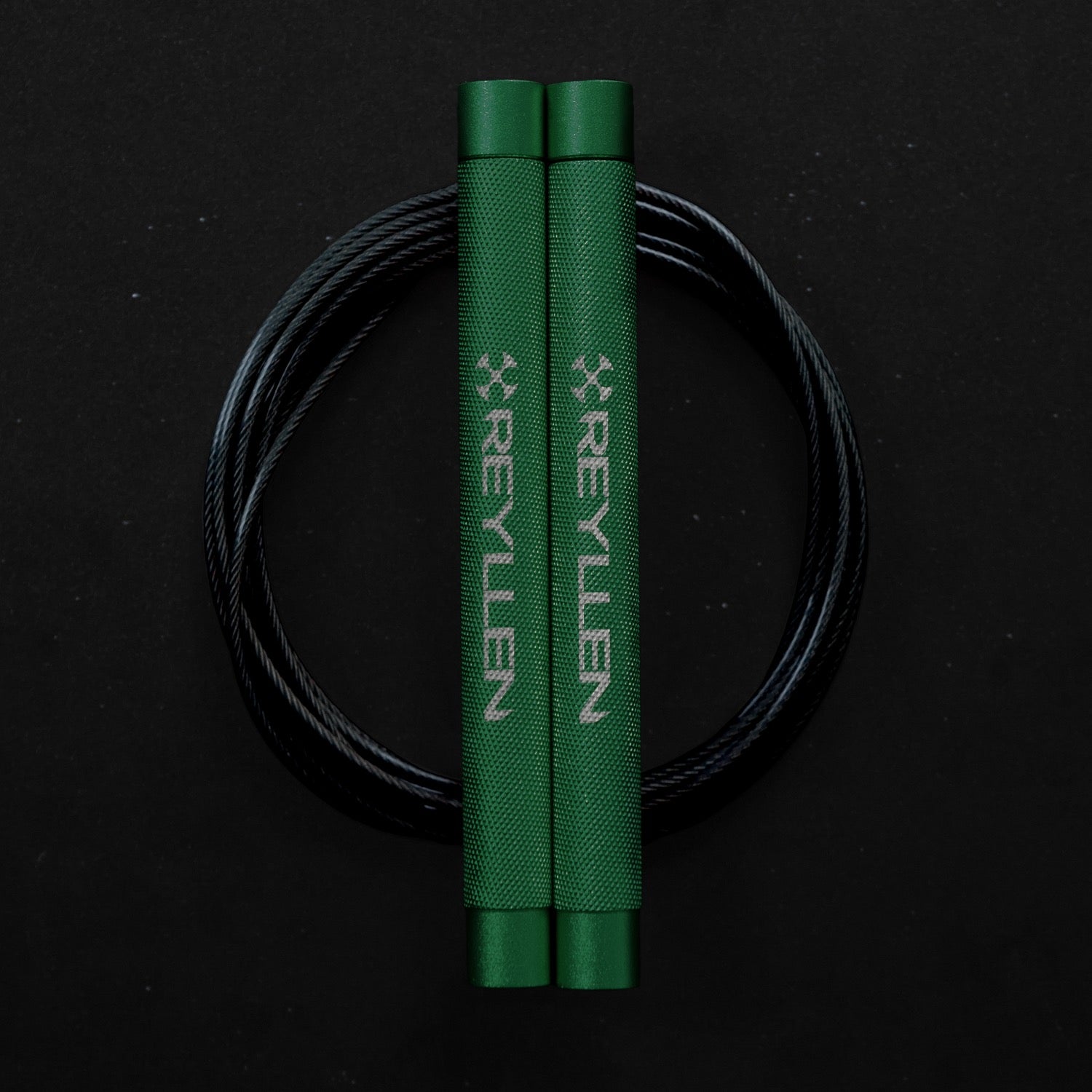 Reyllen Flare Mx Speed Skipping Jump Rope - Aluminium Handles - green with black pvc coated cable
