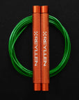 Reyllen Flare Mx Speed Skipping Jump Rope - Aluminium Handles - orange with green pvc cable