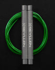 Reyllen Flare Mx Speed Skipping Jump Rope - Aluminium Handles - silver with green pvc cable