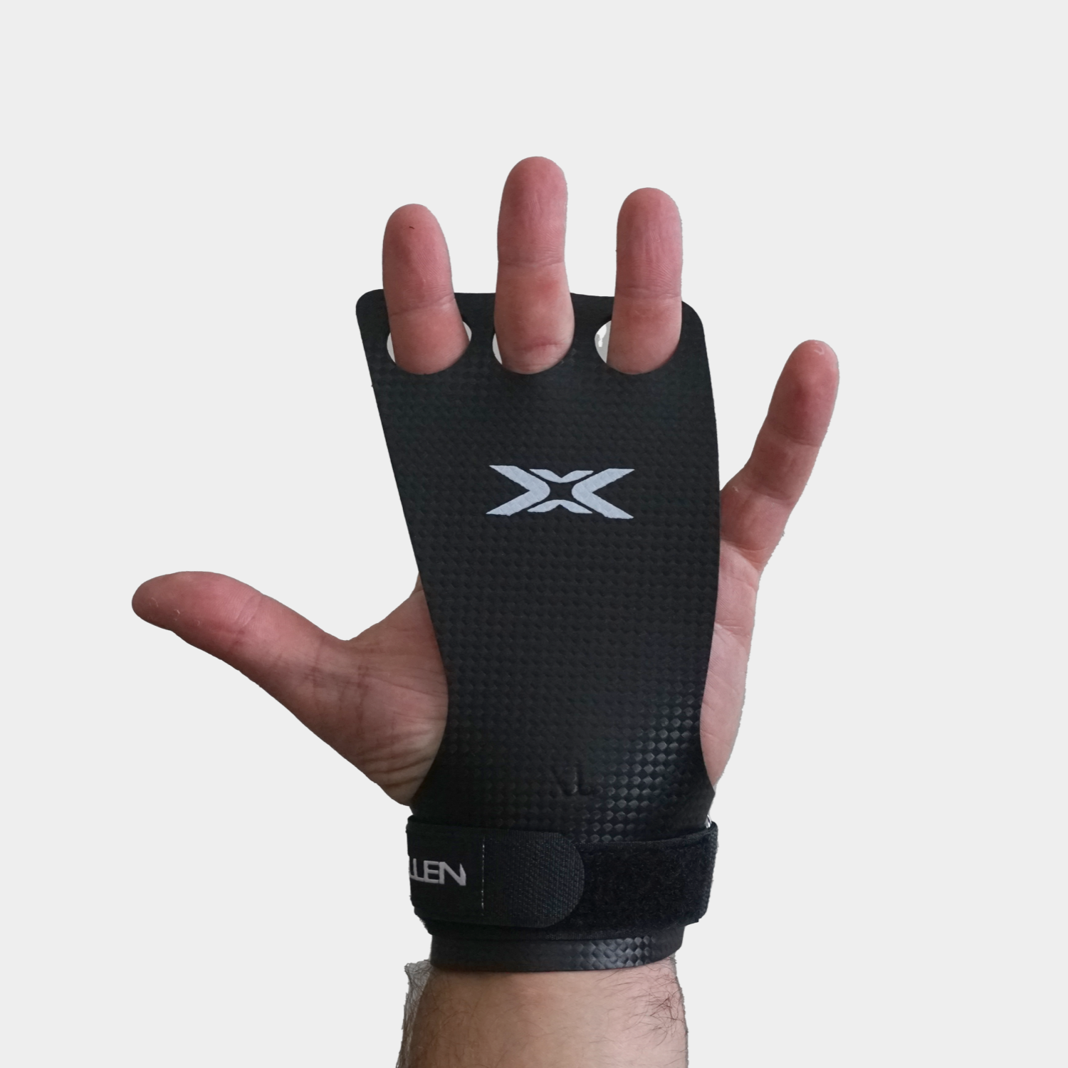 Reyllen Gecko Carbon X2 3-hole CrossFit Gymnastic Hand Grips - worn on hand single