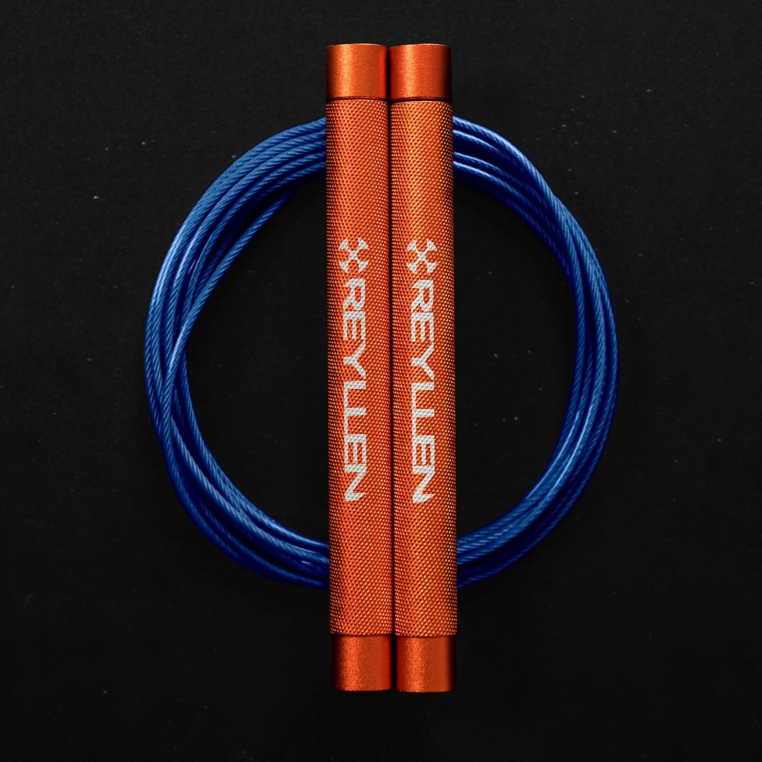 Reyllen Flare Mx Speed Skipping Jump Rope - Aluminium Handles - orange with blue pvc cable