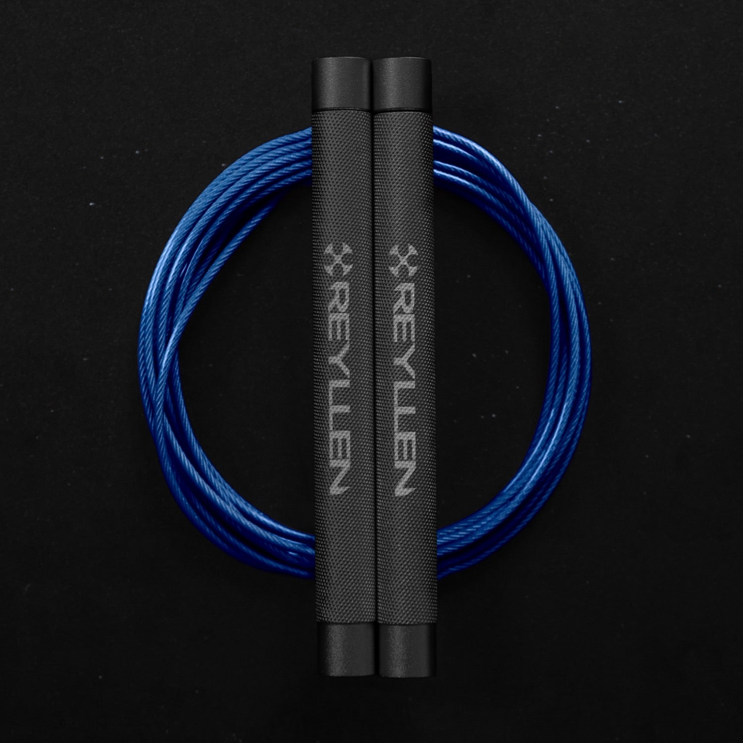 Reyllen Flare Mx Speed Skipping Jump Rope - Aluminium Handles - grey with blue pvc cable