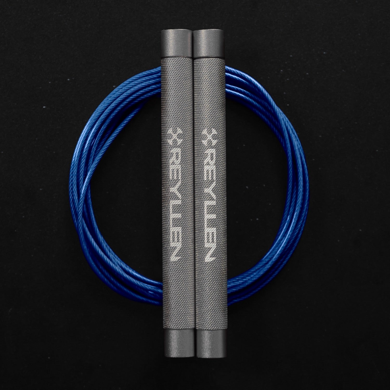 Reyllen Flare Mx Speed Skipping Jump Rope - Aluminium Handles - silver with blue pvc cable