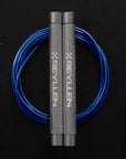 Reyllen Flare Mx Speed Skipping Jump Rope - Aluminium Handles - silver with blue pvc cable