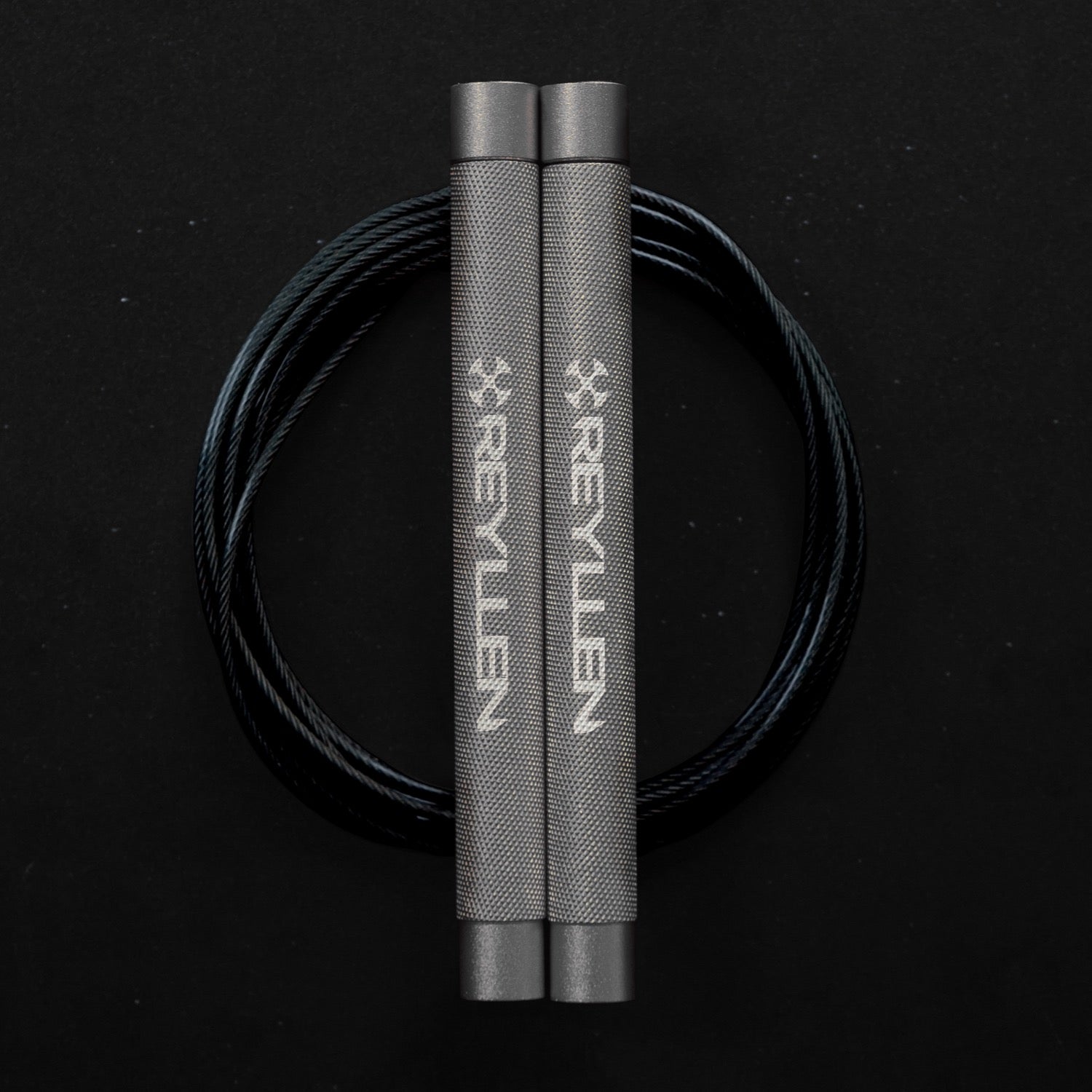 Reyllen Flare Mx Speed Skipping Jump Rope - Aluminium Handles - silver with black pvc coated cable