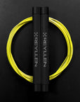 Reyllen Flare Mx Speed Skipping Jump Rope - Aluminium Handles - black with yellow nylon coated cable