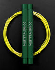 Reyllen Flare Mx Speed Skipping Jump Rope - Aluminium Handles - green with yellow nylon coated cable