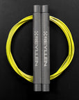 Reyllen Flare Mx Speed Skipping Jump Rope - Aluminium Handles - silver with yellow nylon coated cable