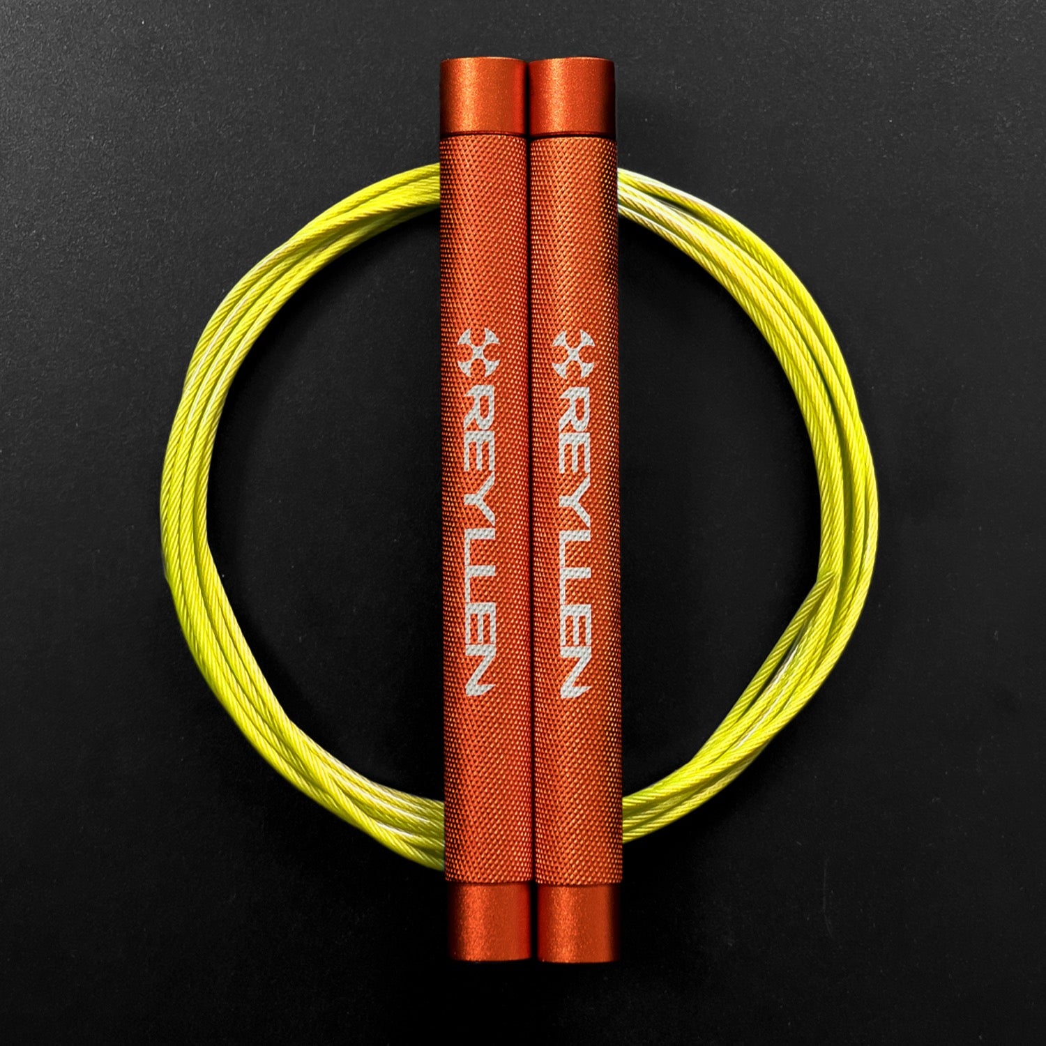 Reyllen Flare Mx Speed Skipping Jump Rope - Aluminium Handles - orange with yellow nylon coated cable