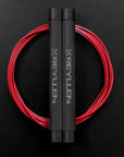 Reyllen Flare Mx Speed Skipping Jump Rope - Aluminium Handles - grey woith red nylon coated cable