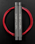 Reyllen Flare Mx Speed Skipping Jump Rope - Aluminium Handles - silver with red nylon coated cable