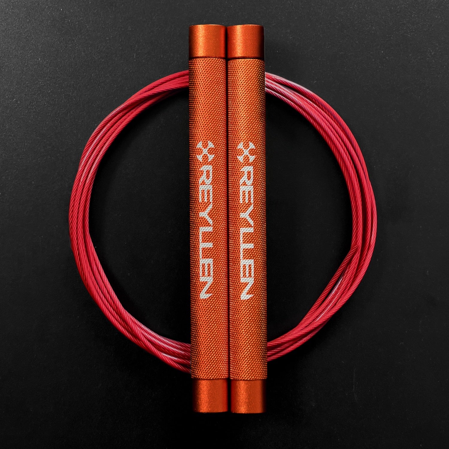 Reyllen Flare Mx Speed Skipping Jump Rope - Aluminium Handles - orange with red nylon coated cable