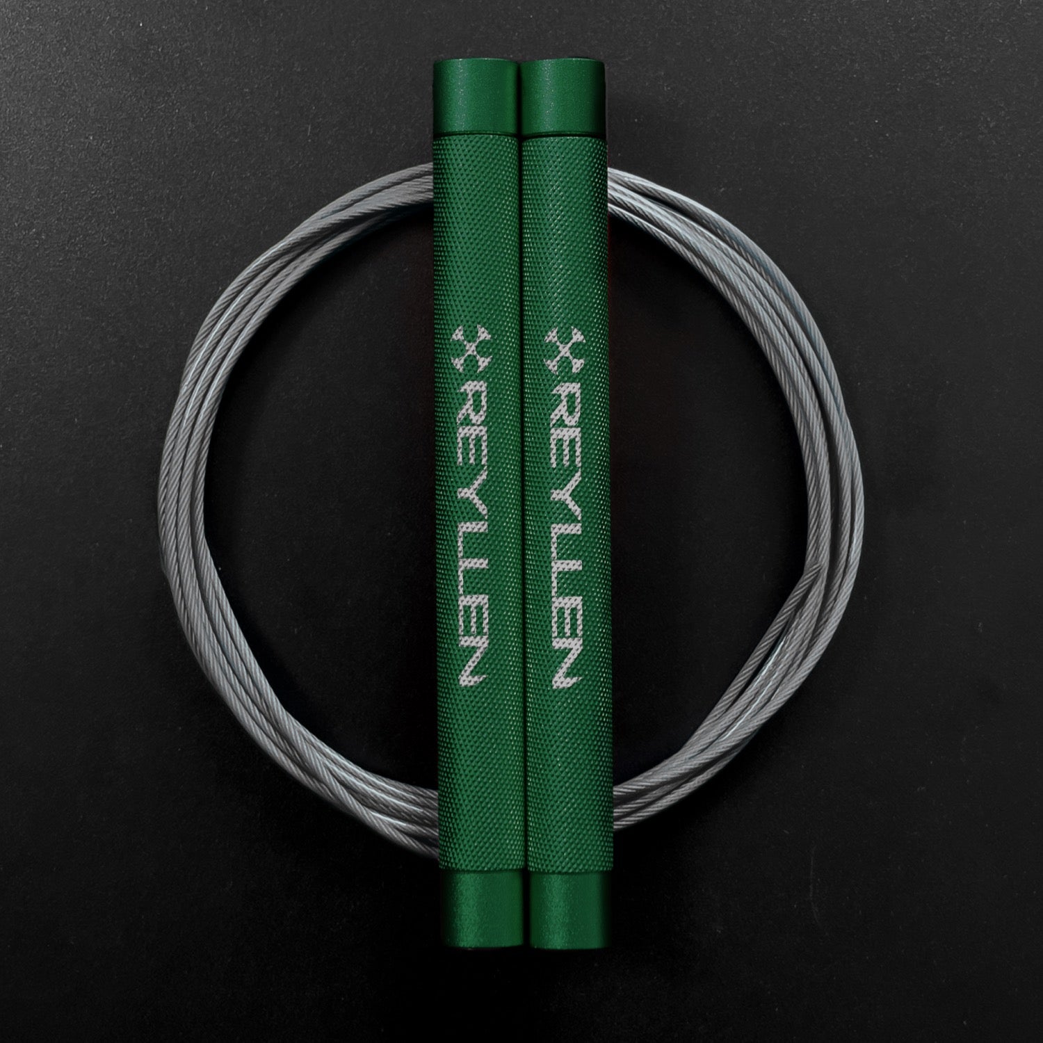 Reyllen Flare Mx Speed Skipping Jump Rope - Aluminium Handles - green with grey nylon coated cable