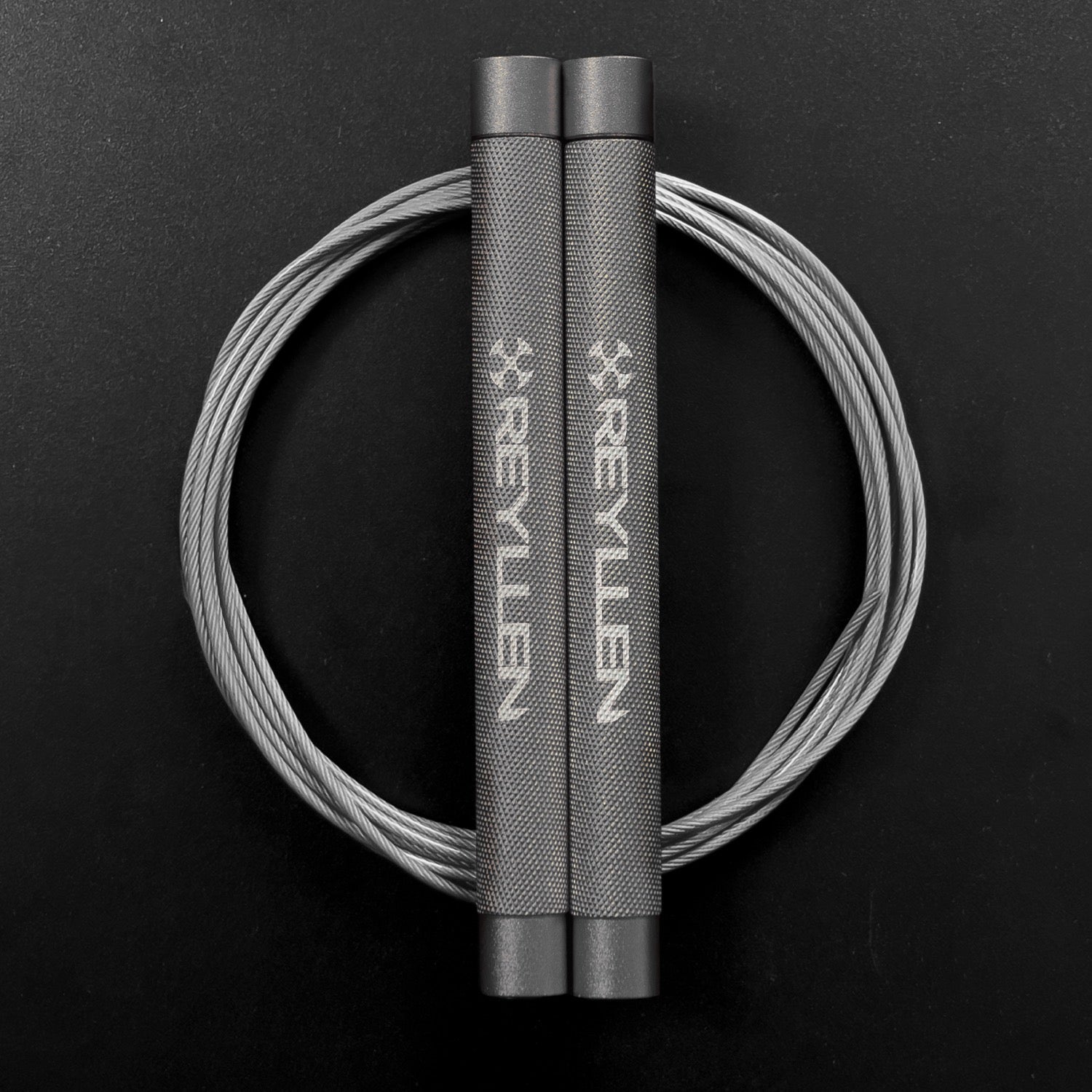 Reyllen Flare Mx Speed Skipping Jump Rope - Aluminium Handles - silver with grey nylon coated cable