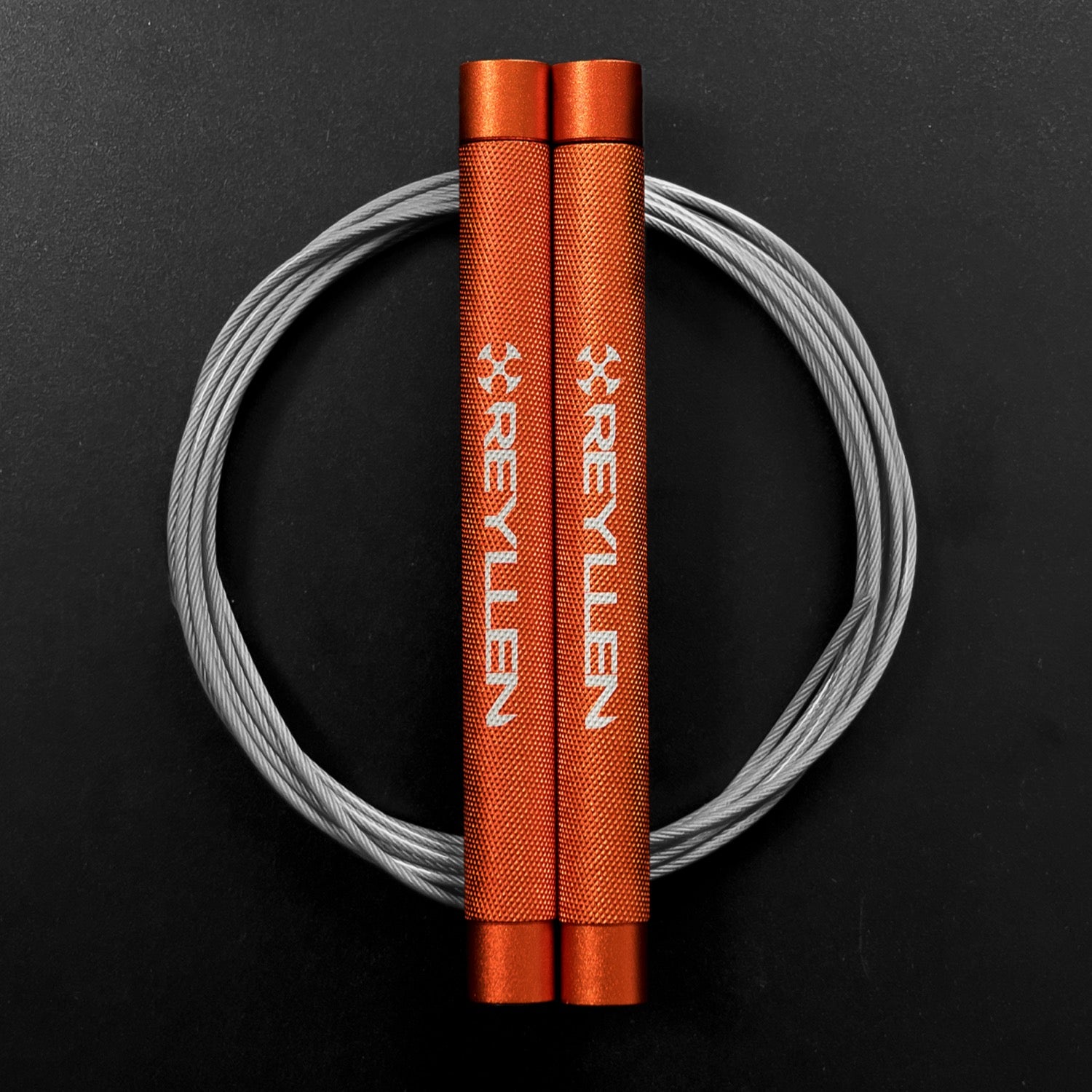 Reyllen Flare Mx Speed Skipping Jump Rope - Aluminium Handles - orange with grey nylon coated cable