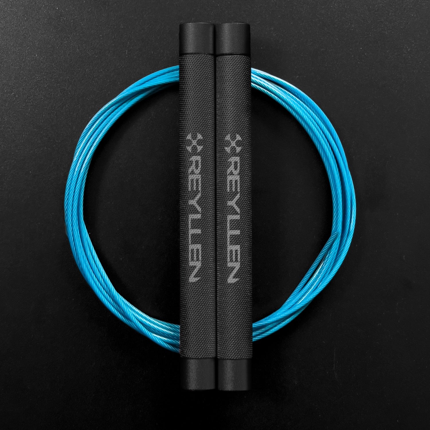 Reyllen Flare Mx Speed Skipping Jump Rope - Aluminium Handles - grey with blue nylon coated cable