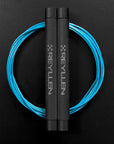 Reyllen Flare Mx Speed Skipping Jump Rope - Aluminium Handles - grey with blue nylon coated cable
