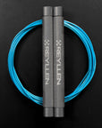 Reyllen Flare Mx Speed Skipping Jump Rope - Aluminium Handles - silver with blue nylon coated cable