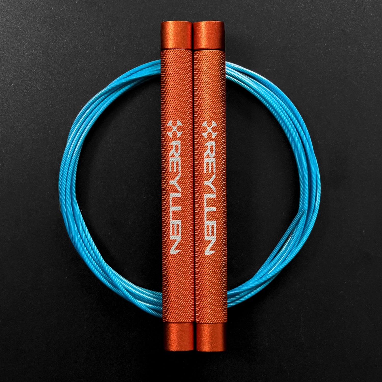 Reyllen Flare Mx Speed Skipping Jump Rope - Aluminium Handles - orange with blue nylon coated cable