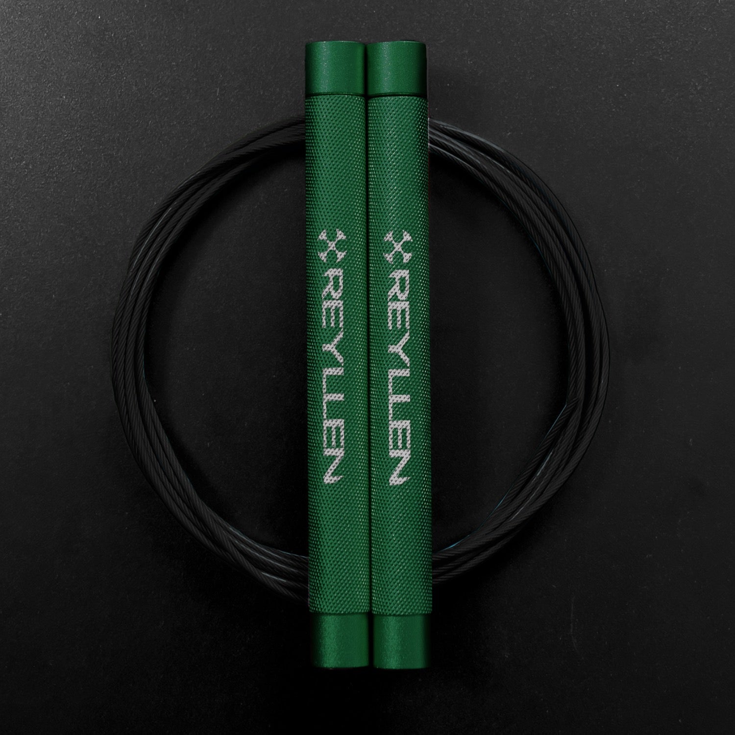 Reyllen Flare Mx Speed Skipping Jump Rope - Aluminium Handles - green with black nylon coated cable