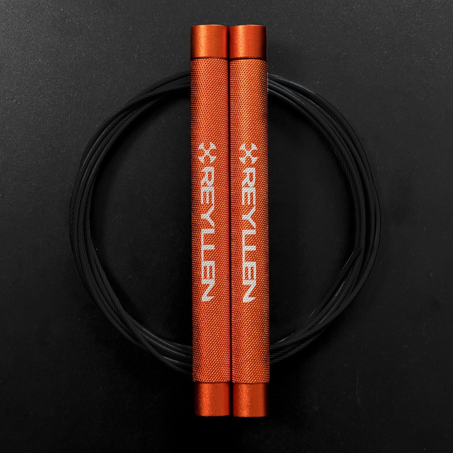 orange with black nylon coated cable