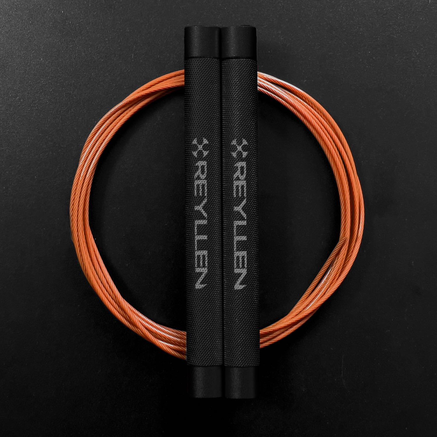 Reyllen Flare Mx Speed Skipping Jump Rope - Aluminium Handles - black with orange nylon coated cable 2