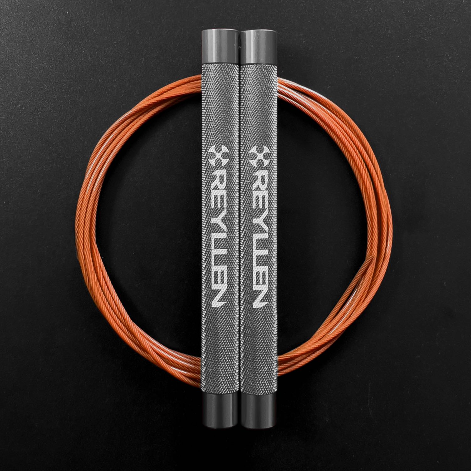 Reyllen Flare Mx Speed Skipping Jump Rope - Aluminium Handles - silver with orange nylon coated cable