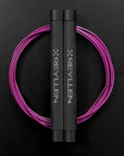 Reyllen Flare Mx Speed Skipping Jump Rope - Aluminium Handles - grey with pink nylon coated cable