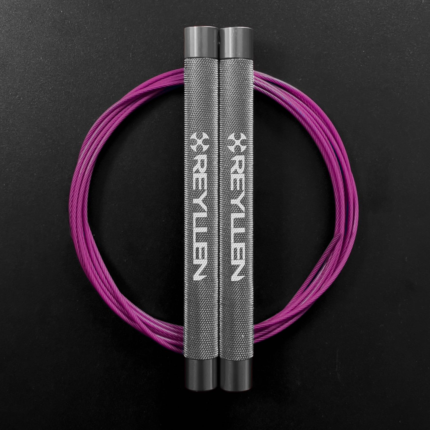 Reyllen Flare Mx Speed Skipping Jump Rope - Aluminium Handles - silver with pink nylon coated cable
