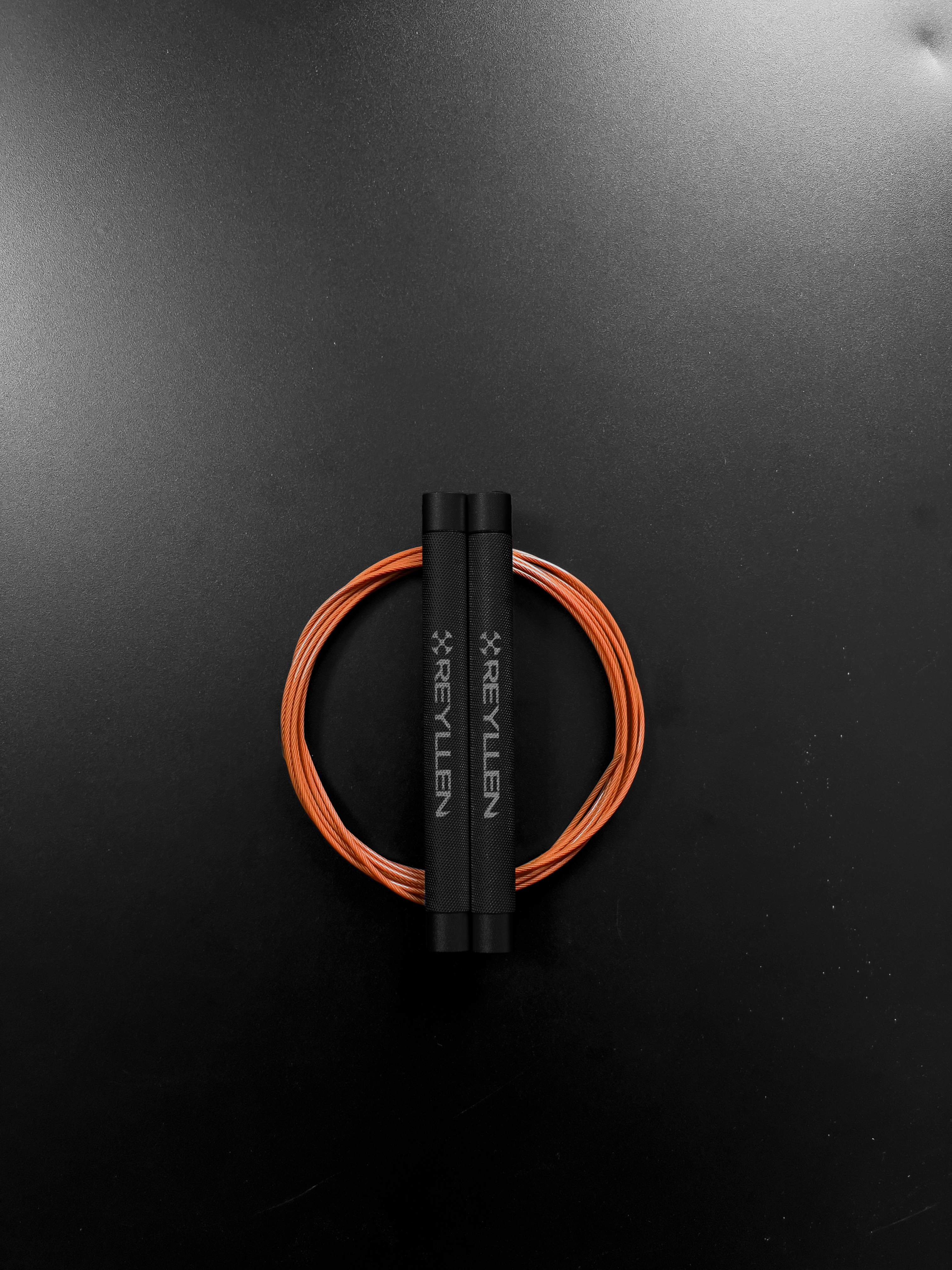 Reyllen Flare Mx Speed Skipping Jump Rope - Aluminium Handles - black with orange nylon coated cable